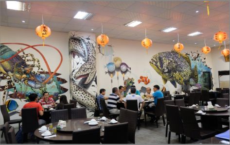 柳州海鲜餐厅墙体彩绘